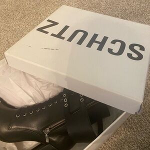 Schutz Black Leather Ankle Boots BRAND NEW NEVER WORN